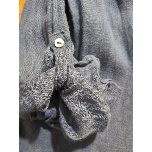 Dolma Top LG 100% Gauzy Linen Shirt Dress Tunic French Blue Coastal Chic - Picture 13 of 13